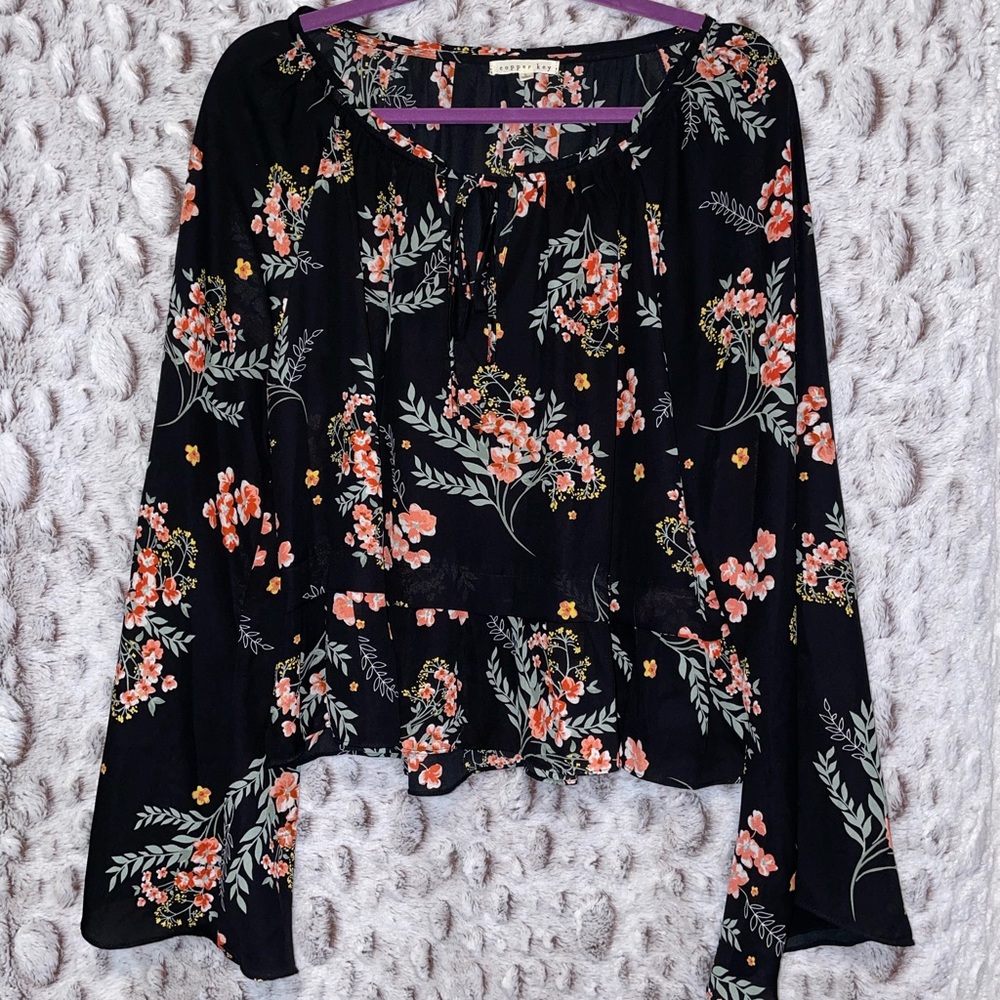 Copper Key Floral Blouse